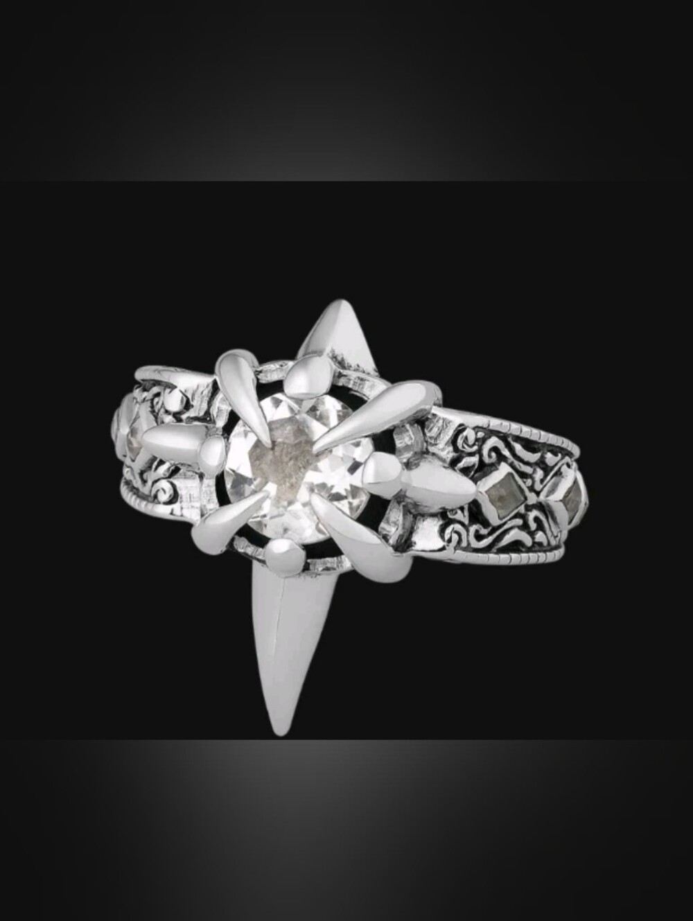 NEW Clocks and Colours Silver Satori x Clear Quartz Women's Ring Size 10